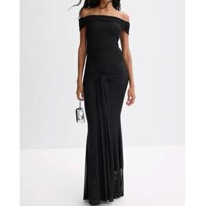 Elle zeitoune Saylor black maxi evening off shoulder Dress Small